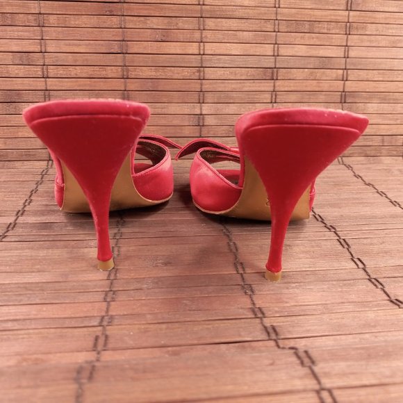 Sam Edelman Red Satin Peep Toe Mule Heels 9.5 - Picture 5 of 9